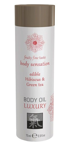 Съедобное массажное масло с ароматом гибискуса и зеленого чая Shiatsu 67024