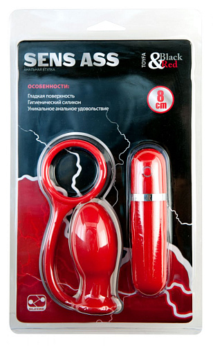 Красная анальная втулка с вибропулей ToyFa 901345-9 (8 см)