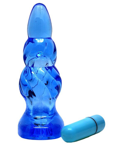 Голубая анальная вибропробка Eroticon 31029 (9 см)