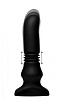 Чёрный фрикционный вибратор XR Brands Silicone Vibrating Thrusting Plug with Remote Control AF948 (17,1 см)