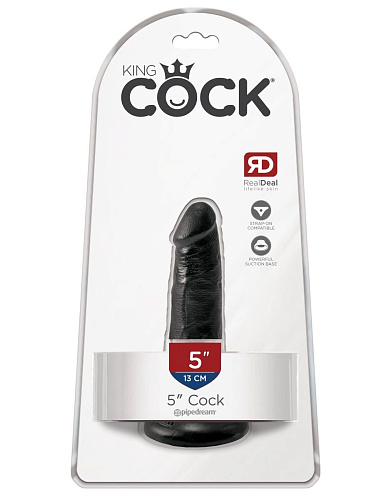 Чёрный анальный фаллоимитатор на присоске Pipedream 5 Cock PD5530-23 (14 см)