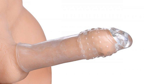 Удлиняющая прозрачная насадка XR Brands Thick Stick Clear Textured Penis Extender AD506 (17,8 см)