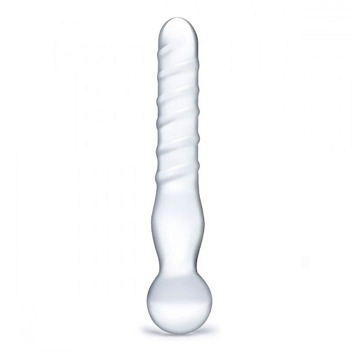 Стеклянный прозрачный спиральный жезл Glas Joystick GLAS-82