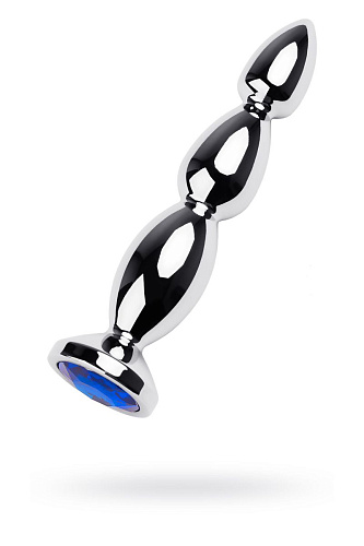 Серебристая анальная ёлочка с синим кристаллом ToyFa 717041-6 (14 см)