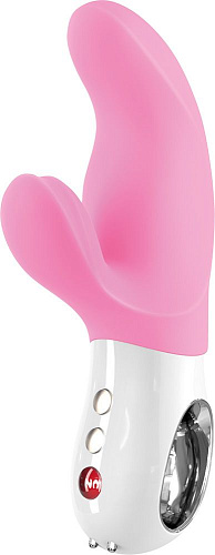 Нежно-розовый вибратор с клиторальным отростком Fun Factory MiSS Bi 1201031 (17 см)