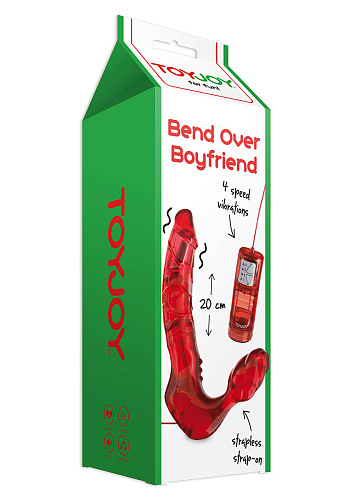 Безремневой красный вагинальный страпон с вибратором Toy Joy Bend Over Boyfriend Red 3006009696 (21 см)