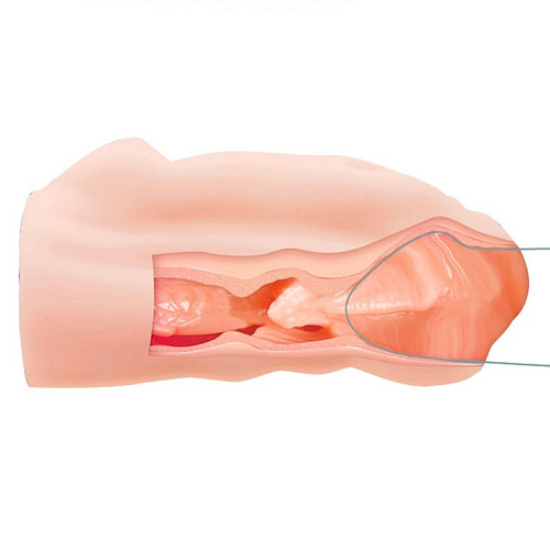 Реалистичная вагина-мастурбатор телесного цвета с необычным дизайном Baile BM-009184