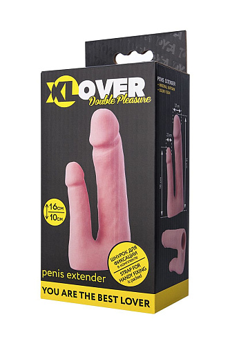 Полая, телесного цвета насадка для двойного проникновения с фиксирующим ремешком ToyFa 748013