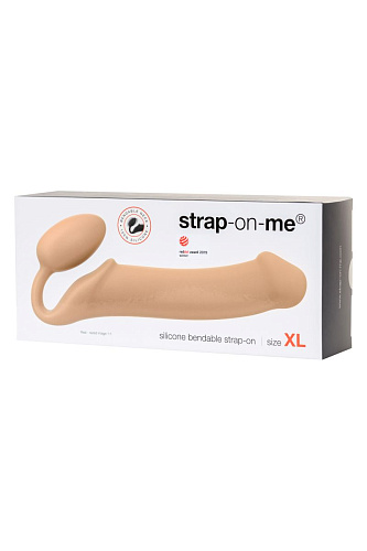Телесный безремневой страпон Strap-on-me Silicone Bendable Strap-On XL 6012925