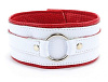 Бело-красный кожаный ошейник БДСМ арсенал 55046