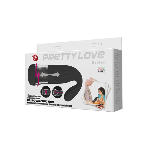 Мегамастурбатор-вагина с ротацией в чёрном цвете Baile Breton BM-00900T45