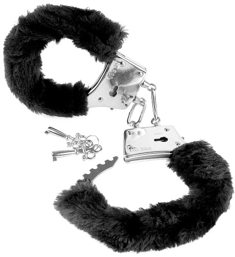 Меховые чёрные наручники Pipedream Beginner s Furry Cuffs PD3800-23