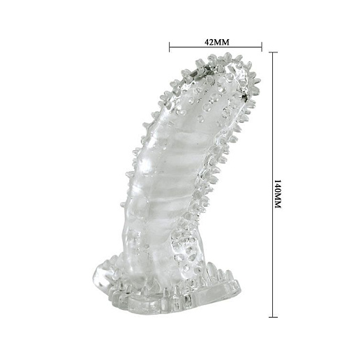Прозрачная насадка на пенис со стимуляцией предвагинальной зоны Baile BI-026202 (14 см)