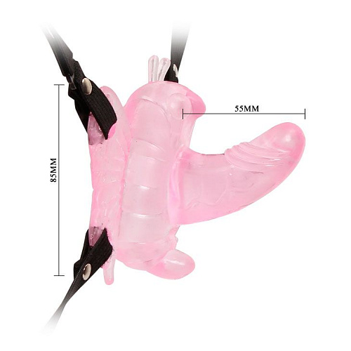 Бабочка розового цвета для клитора с беспроводным управлением Baile BW-014035A-0101