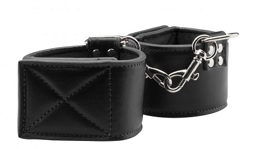 Чёрные двусторонние оковы на ноги Reversible Ankle Cuffs Shots Media BV OU190BLK