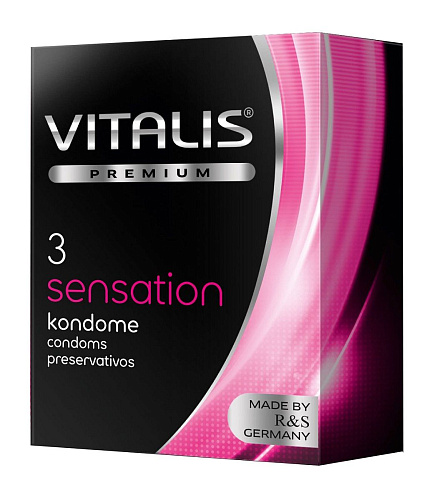 Розовые презервативы с пупырышками и кольцами R S GmbH VITALIS PREMIUM №3 sensation (3 шт)