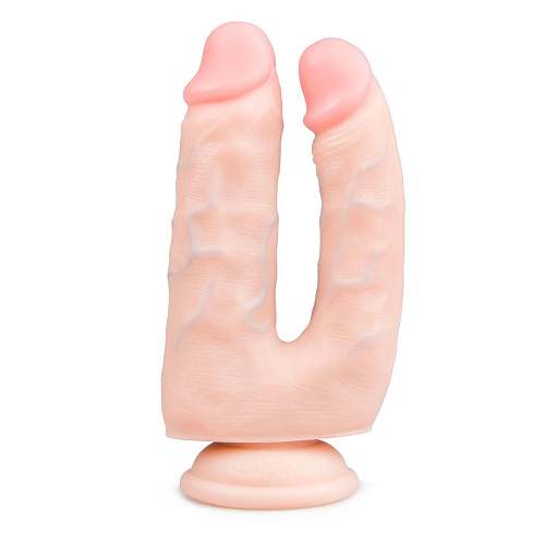 Телесный анально-вагинальный фаллоимитатор EDC Wholesale Easytoys Double Dildo ET416SKN (18 см)