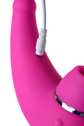 Розовый вакуум-волновой стимулятор клитора с вибрацией ToyFa Dino 119001