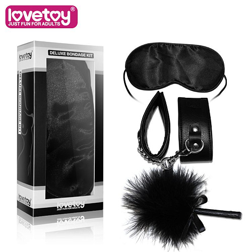 Набор эротических аксессуаров: маска, пуховка и наручники Lovetoy SM1003