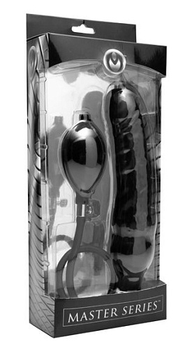 Чёрный фаллоимитатор с функцией расширения XR Brands Primal Inflatable Dildo AE165 (21,6 см)