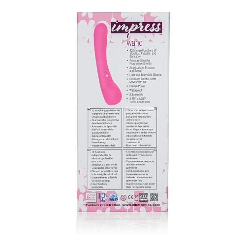 Розовый вибромассажёр California Exotic Novelties Impress Wand SE-4410-04-3 (12 см)