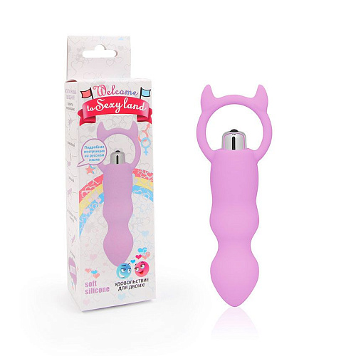 Розовый анальный вибромассажёр с рожками Bior toys WSL-15003 (12 см)