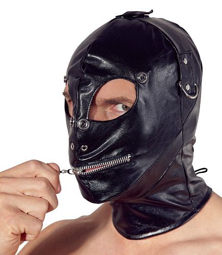 Чёрная маска на голову с отверстиями для глаз и рта Orion Imitation Leather Mask 24914191001