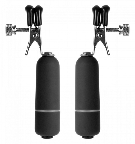 Чёрные клипсы на соски с вибрацией Shots Media BV OU039BLK