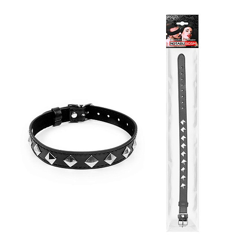 Чёрный ошейник с серебристыми ромбиками Bior toys NTB-80555