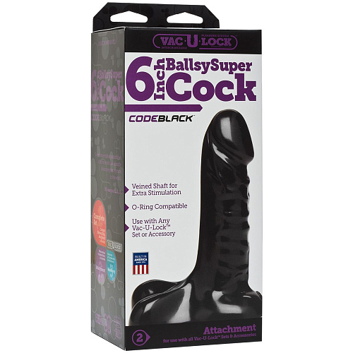 Реалистичная насадка-фаллоимитатор чёрного цвета с ребристым стволом Doc Johnson 1016-30-BX (15,2 см)