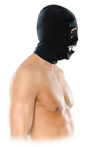 Чёрная маска-шлем на лицо с замком Pipedream PD3717-23