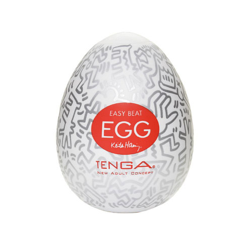 Мастурбатор-яйцо белого цвета Tenga Keith Haring EGG PARTY KHE-003