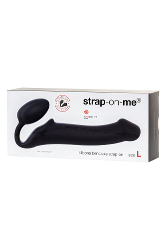 Чёрный безремневой страпон Strap-on-me Silicone Bendable Strap-On L 6012857