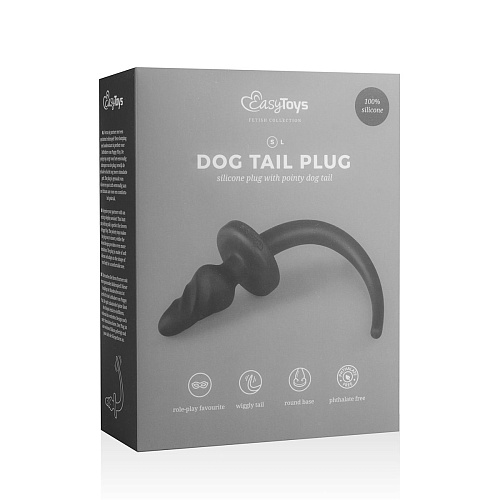 Чёрный витой анальный плаг с хвостом EDC Wholesale Dog Tail Plug ET328BLK