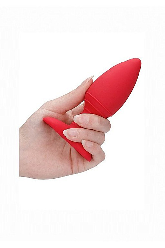Красная анальная пробка с вибрацией и подогревом Shots Media BV Glow ELE015RED (12 см)