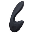 Нереалистичный вибратор чёрного цвета с клиторальным отростком Sense Max SVB (16 см)
