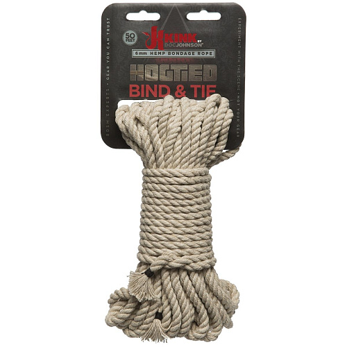 Бондажная пеньковая верёвка Kink Bind   Tie Hemp Bondage Rope 50 Ft - 15 м. Doc Johnson 2404-21-CD