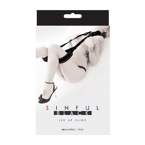 Чёрный слинг для поддержки ног во время близости NS Novelties Sinful Leg Up Sling NSN-1233-13