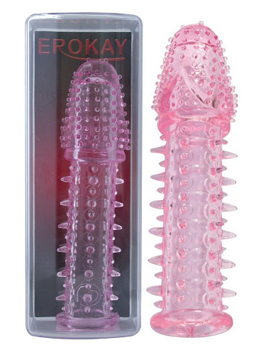 Розовая насадка на пенис с шипами Erokay Badboy EK-2208PK