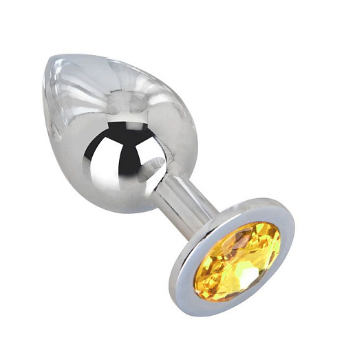 Большой стальной плаг с жёлтым кристаллом Erotic Fantasy Sweet Lemon EF-HM-020 (9,5 см)