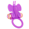 Фиолетовое эрекционное виброкольцо-бабочка со съемной вибропулей Bior toys WSL-15007