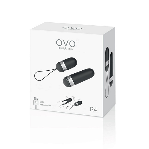 Чёрное виброяйцо на дистанционном управлении OVO R4 BLACK