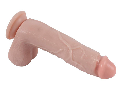 Телесный реалистичный фаллоимитатор с мошонкой Real RP10012 (21 см)