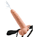 Телесный полый страпон с имитацией эякуляции Pipedream 7.5 ЁHollow Squirting Strap-On with Balls Flesh PD3397-21