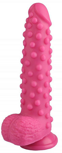 Розовый реалистичный фаллоимитатор с пупырышками на присоске Сумерки богов 1016-50 BX DD (23,5 см)