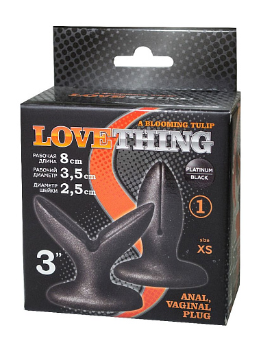 Чёрный анально-вагинальный плаг LOVETOY (А-Полимер) A blooming tulip XS 429503