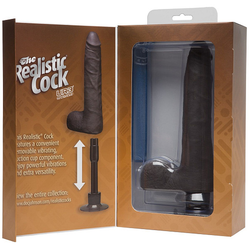 Коричневый вибратор-реалистик Doc Johnson The Realistic Cock ULTRASKYN Vibrating 9” Slim 1160-25-BX (26,1 см)