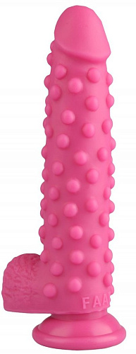Розовый реалистичный фаллоимитатор с пупырышками на присоске Сумерки богов 1016-50 BX DD (23,5 см)
