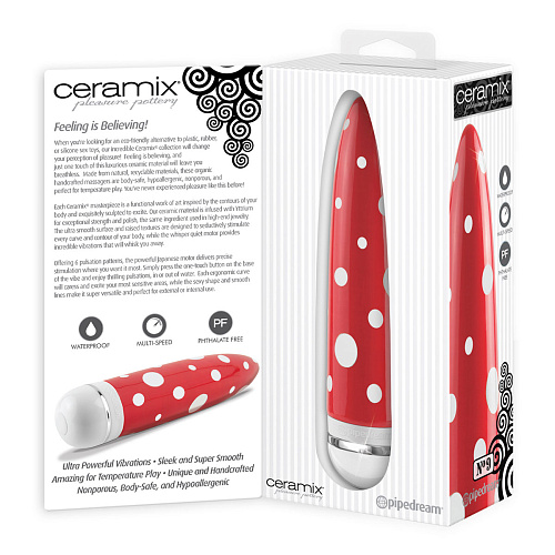 Керамический красно-белый вибратор Pipedream CERAMIX №9 PD4909-00 (17,5 см)