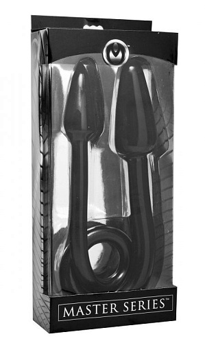 Чёрный двусторонний анальный стимулятор XR Brands Ravens Tail 2X Dual Ended Anal Plug AE157